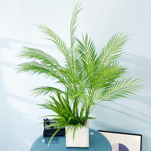 98cm 15 Leaves Large Artificial Palm Tree Tropical Tall Tree Fake Plant Branch Plastic Green Leafs Ground Bonsai For Home Office