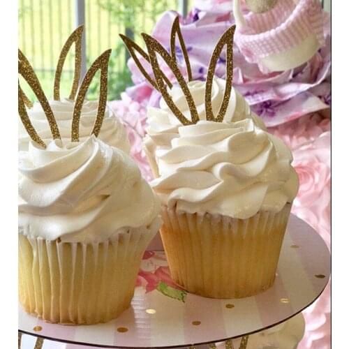Custom Bunny Ear Cupcake Toppers milestones birthday Bunny Cupcake Decorations Easter Cupcake Picks baby shower