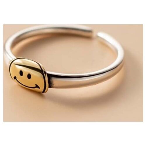 925 Sterling Silver smile Ring Vintage Punk Charm Boho Minimalism Birthday Gift Haut Femme Anillos Rings for Women Jewelry