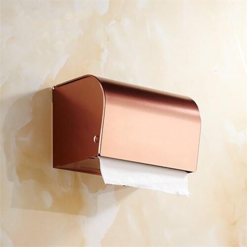 Rose Gold Toilet Paper Box Space Aluminum Bathroom Paper Roll Holder Waterproof Tissue Holder Square Paper Holder SZ-PH21021601