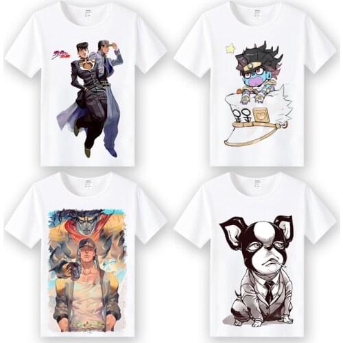 Japanese Anime JoJos Bizarre Adventure Cosplay T Shirt Cartoon Kujo Jotaro Joseph Joestar Summer T-Shirt Cartoon Top Tee