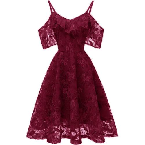 Womens Full Dress Spaghetti Straps Lace Sleeveless A-Line Bridesmaid Dress L36265