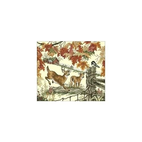16- Magazine-Fall Fawn 2 Counted Cross Stitch 11CT 14CT 18CT Cross Stitch Kits Embroidery Needlework Sets