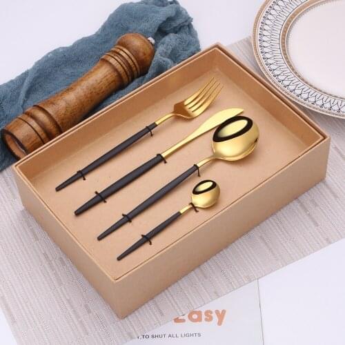 Tableware set cutlery stainless steel 24 piece kitchen spoon fork set for christmas tableware Dishwasher Safe flatware cutlery