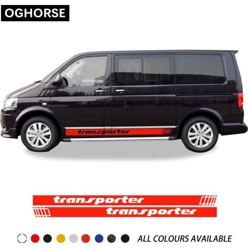 2 Pcs Door Side Stripes Skirt Sticker Racing Stripes Graphics Body Vinyl Decal For Volkswagen TRANSPORTER T4 T5 T6 Accessories