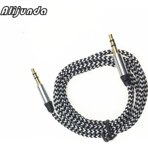 1 m Nylon Aux Cable 3.5mm to 3.5MM Male to Male Auto Audio Cable for Mitsubishi ASX Outlander Lancer Evolution Pajero Eclipse
