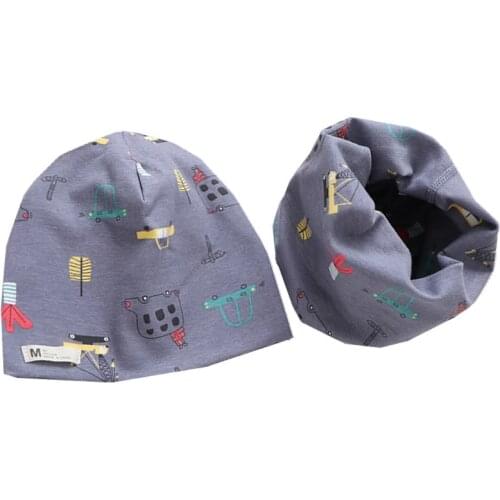 New 2021 Autumn Spring Baby Girls Cotton Hat Scarf Set Boys Girls Neck Scarf Winter Warm Children Neckerchief Kids Beanies Sets