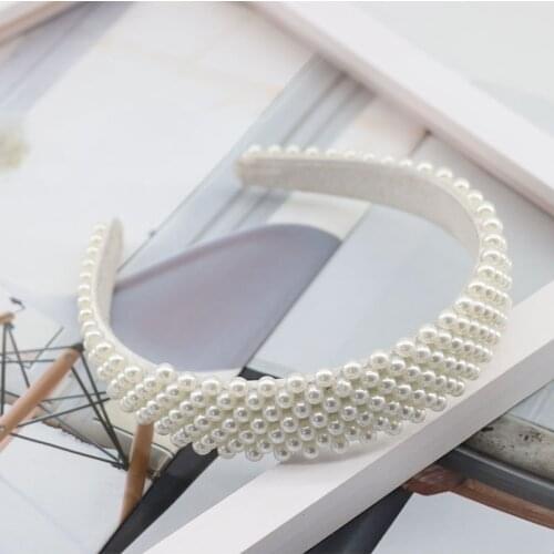 Elegant Big Simulation Pearls Hair Hoop Headband Hair Bands for Women Headwear Pearl Beads Hairband Hair Accessories