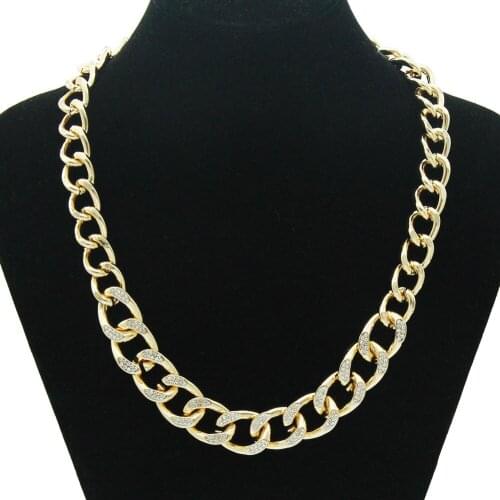 Hip Hop Full Iced Out Paved Rhinestone Choker Miami Adjustable Cuban Chain Rapper Necklaces For Men Women Charm Jewelry