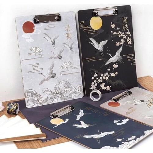 Retro Chinese Style A4 Folder Clipboard Wooden Writing Pad Clips Document File Board Clamp, Drawing Folders Holder For Office