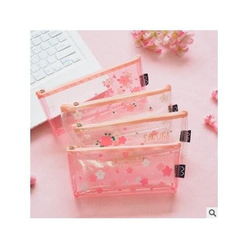 16 Pcs/lot Pink Petal Cherry Sakura Pencil Bag Case Stationery Storage Organizer Bag School Office Supply