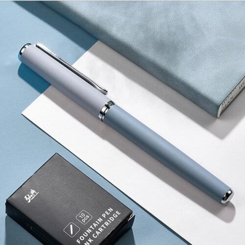 1Pcs luxury HongDian 523 Pen Retro Morandi Metal Fountain Pen F Nib Matte Four Colors Professional Business Ink Pen