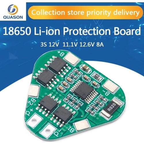 3S 12V 18650 Lithium Battery Protection Board 11.1V 12.6V overcharge over-discharge protect 8A 3 Cell Pack Li-ion BMS PCM PCB