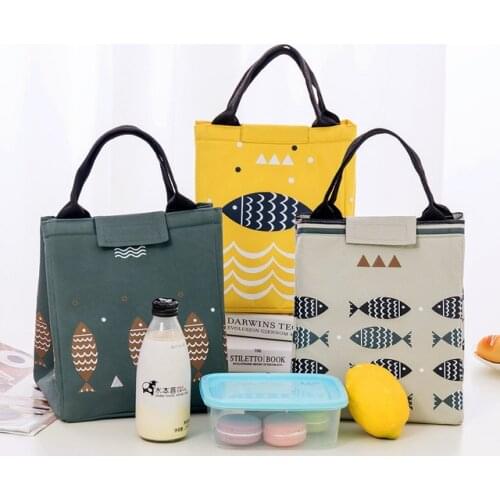 Portable Lunch Bag Fashion Multicolor Bags Women Waterpr Hand Pack Thermal Breakfast Box Portable Picnic Travel Lunch Bag