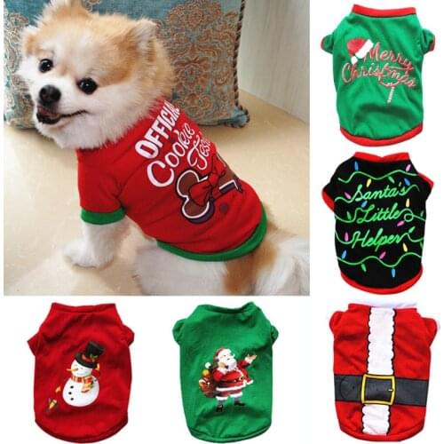 Christmas Dog Clothes Cotton Pets Clothing Chihuahua Puppy Vest Shirt Merry Xmas New Year Dog Costume Coat Pets Supplies