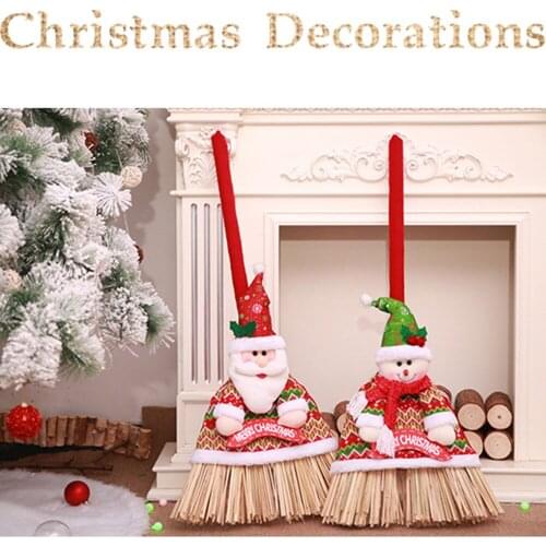 Christmas Snowman Home Cleaning Tool Broom Dress Cover Xmas Ornament Santa Decor
