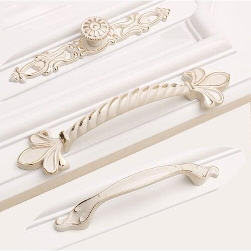 Ivory White Handle European Kitchen Cabinet Handle and Handle Furniture Drawer Door White Dresser Wardrobe Handle Hardware