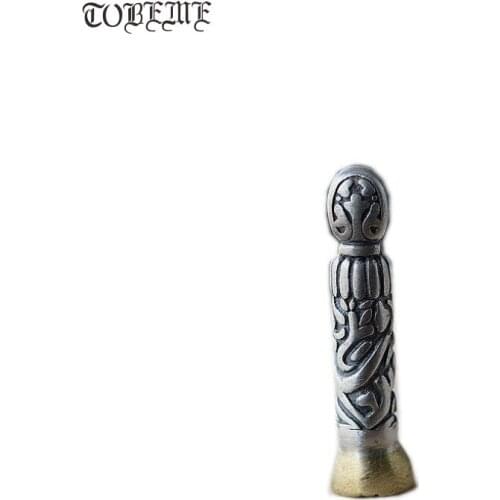 Handmade 925 Silver Tibetan Dorje Seal Sterling Silver Buddhist Malas Amulet Buddhist Prayer Seal Bead Tibetan Seal Amulet