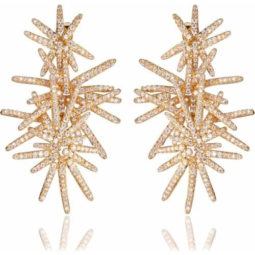 GrayBirds Exaggerated Ornate Textile Plant Flower Shaped Earrings For Party Girls High Quality Luxury Jewelry AAA CZ MLE118(XYE)