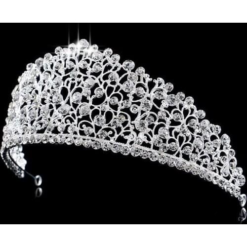 Sparkling Big Wedding Diamante Pageant Tiaras Hairband Crystal Crowns For Brides