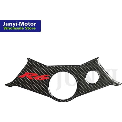 Motorcycle Top Triple Clamp Yoke Sticker Case For Yamaha YZF R6 YZFR6 YZF600 2003 2004 2005 3D Carbon Fiber Racing Decal Cap Pad