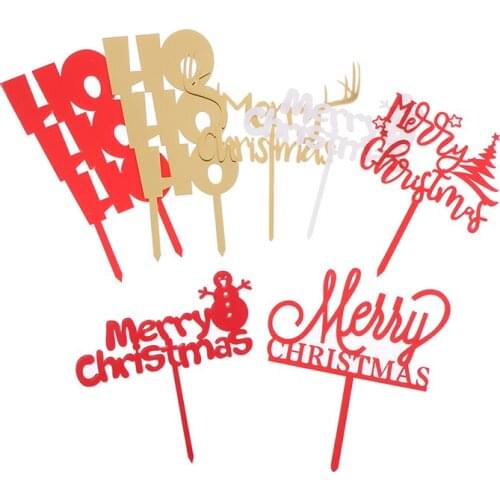 Creative Merry Christmas Cake Flag Topper Acrylic Cake Card Inserting Party Cake Decoration Christmas Party Supplies