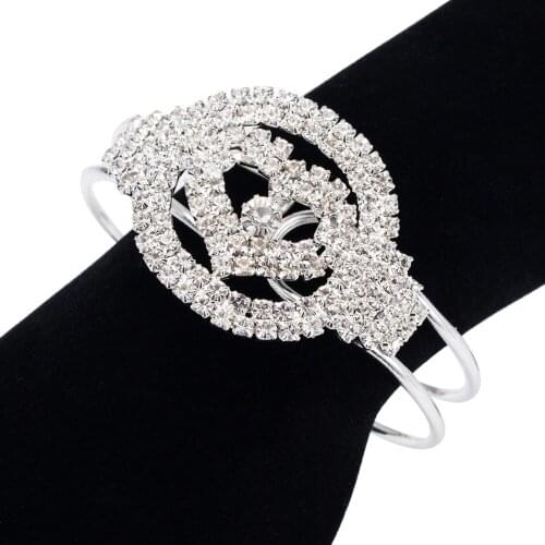 YFJEWE Heart Rhinestone 2017 New Arrived Open Bracelets Femme Silver Color Wedding Party Charm Bangles Christams Gifts B189