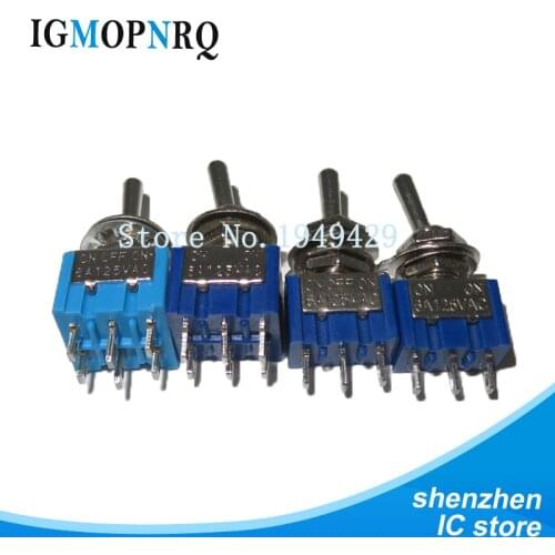 10pcs Latching Toggle Switch 6A 125V MTS-102 103 MTS-202 203 3A 250 AC Mini 3 6PIN ON-ON ON-OFF-ON Rocker Switches Lights Motors