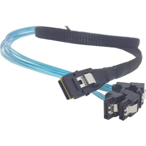 100cm Mini SAS 4i SFF-8087 36 Pin Host to 90 Degree Angled 4 SATA 7Pin Target HDD Hard Drive Splitter Cable 10Gbps