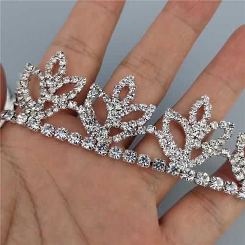 30cm Rhinestone Crystal Chain Bling Diamante Diamond Trim Ribbon Gem Sparkle 0.9" Width Wedding Dress Necklace Applique
