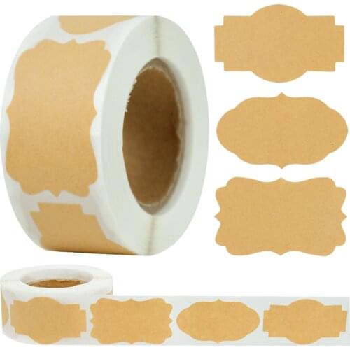 300Pcs Handmade Blank Sticker Vintage Kraft Paper Label Sticker For Gift Box Seal Tag DIY Container Glass Bottle Classifing Mark