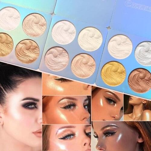 4 Colors Highlighter Makeup Face Brightener Contouring Shiny Highlighter Palette Powder Bronzer Face Cosmetics