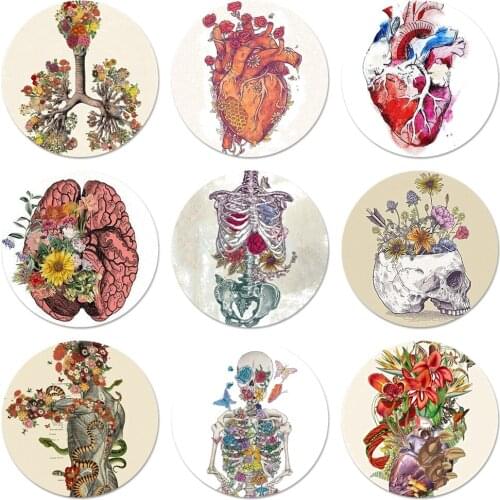 58mm Medical Human Organs Brain Meridian Kidney Art Badge Brooch Pin Accessories For Clothes Backpack Decoration gift