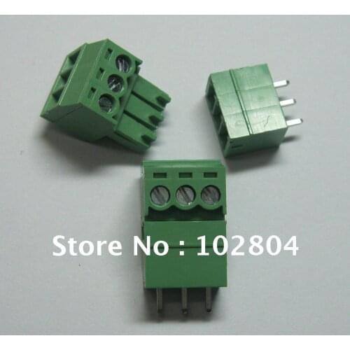60 pcs 3pin/way Pitch 3.5mm Screw Terminal Block Connector Green Color T Type with pin