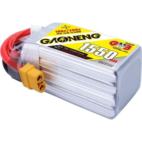 GNB 1550MAH 4S 14.8V 100C Lipo Battery XT60 Plug Connector Built-in Fiberglass Board for RC FPV Racing Drone Helicopter Parts