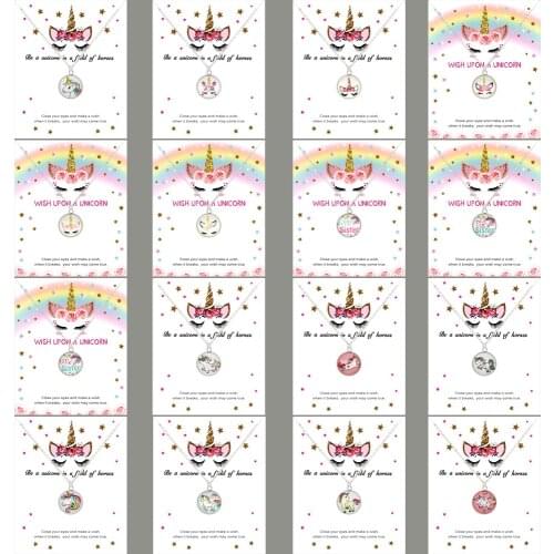 UNICORN Necklace For Girls Children Kids Enamel Cartoon Horse jewelry accessories Women Animal Necklace Pendant Unicorn Party