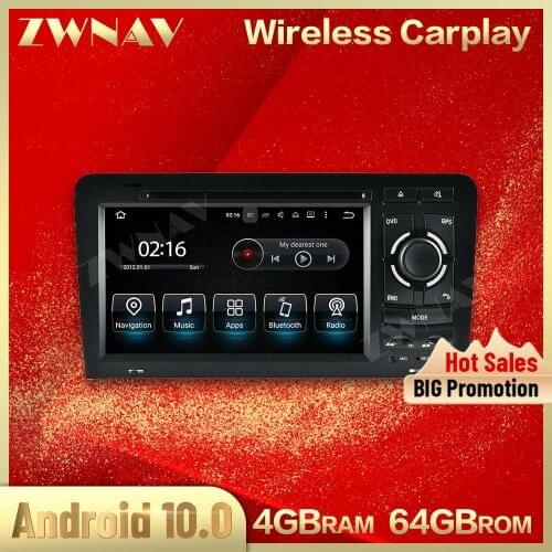 4G+64GB Android 10.0 Screen Car Multimedia Player For Audi A3 2003 2004 2005-2011 GPS Navi Auto Audio Radio Stereo IPS Head Unit
