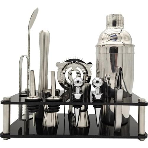 Bartender Kit 17-Piece Cocktail Shaker Set Acrylic Holder Home DIY Suit for Mixed Drinks Martini Bar Tools Stainless Steel