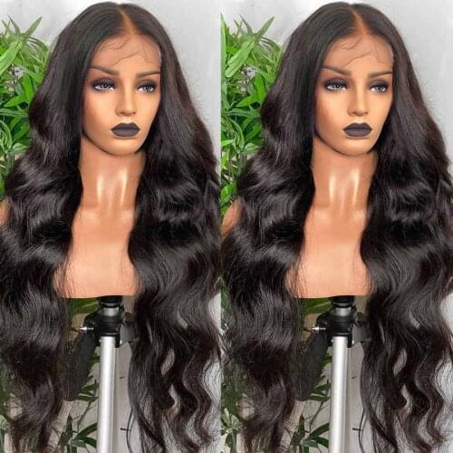 Glueless Lace Front Wigs Dark Brown Synthetic Wigs for women Natural Looking Long Wavy Wigs Middle Parting