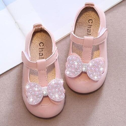 Newborn Dress Shoes Flower Children Girls Toddler Baby Pearls Bling Leather Shoes For Girls Party Wedding Crystal Party Shoes