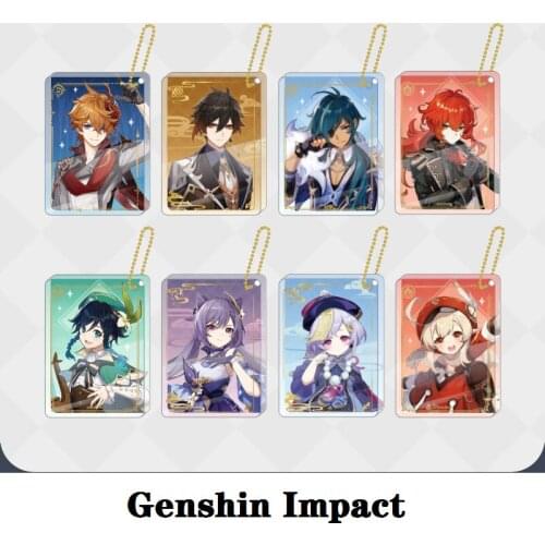 Keychain Game Genshin Impact Cosplay DIY Accessories Anime Project Acrylic Pendant Zhongli Klee Venti Kaeya Props