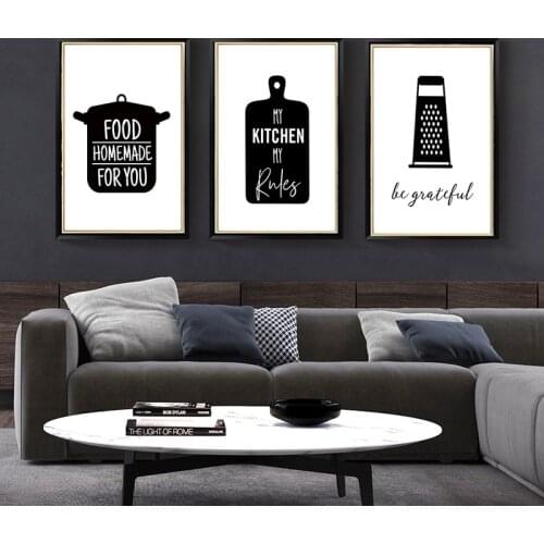 Be Greatful Don't Touch Canvas Painting Kitchen Quote Posters Prints Black White Wall Pictures Modern Kitchenware Decoration