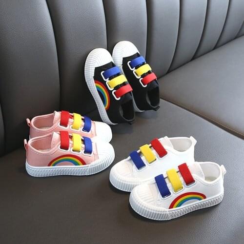 New childrens canvas shoes girls running sneakers breathable spring fashion childrens shoes boys rainbow casual shoes