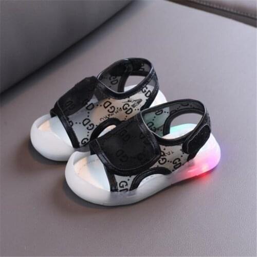 Disney baby sandals new summer 2021 baby girls sandals with lamp baotou infant toddler shoes children soft bottom lights