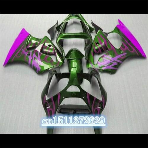 Dor-fairing kit for Kawasaki ZX6R dark purple green flames 2000-2002 Ninja ZX 6R 636 00 01 02 fairings D injection