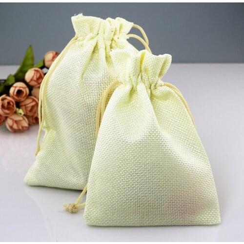 50PCS Burlap Jute Sacks Vintage Weddings Parties Favor With Drawstrings Gift Bags 10x14cm Beige Wedding Favours Or Party Gifts