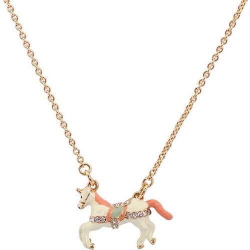 European and American Fashion Personality Trend Temperament Unicorn Necklace Enamel Pony Pendant Clavicle Chain Necklace Female