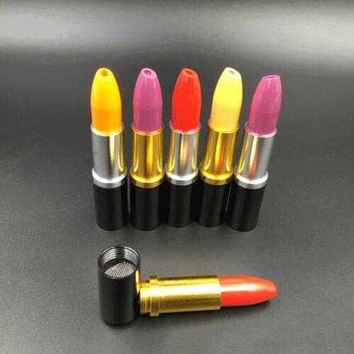 Lipstick Smoke Metal Pipes Portable Creative Smoking Pipe Herb Tobacco Pipes Gifts Narguile Grinder Hookah Random Delivery