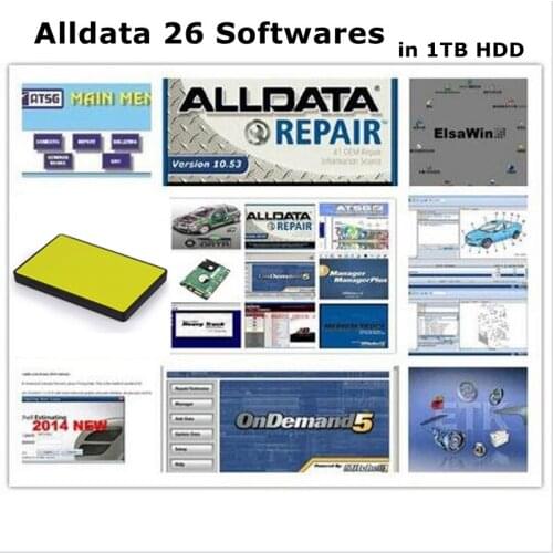 2020 Hot Auto Repair Alldata Software V10.53 Mit//chell OD5 software 2015 atsg Vivid workshop 26in1tb hdd usb3.0 all data