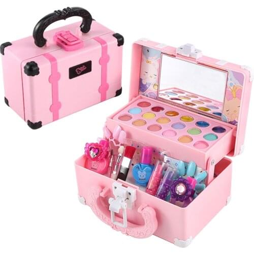 Make Up Toys Simulation Toys For Little Girls Makeup Toy Kit Hairdressing Children Dressing Beauty Accessories Travel Box Gift